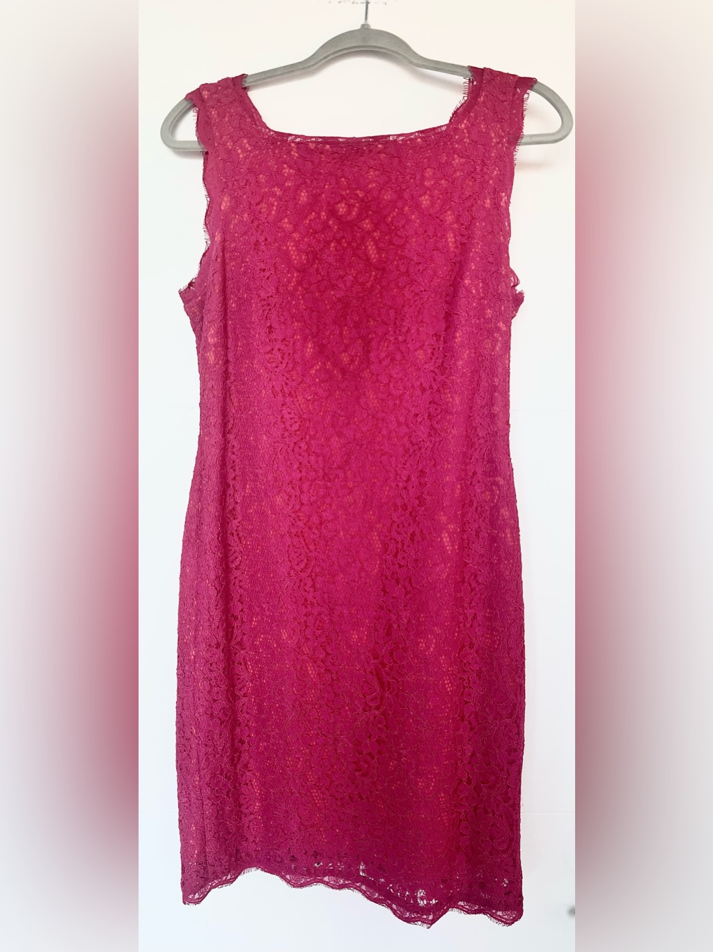 Adrianna Papell Fuchsia Pink Lace Sheath Cocktail Dress Size 10